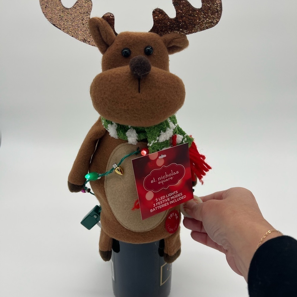 St. Nicholas Square Reindeer LED Wine Cover